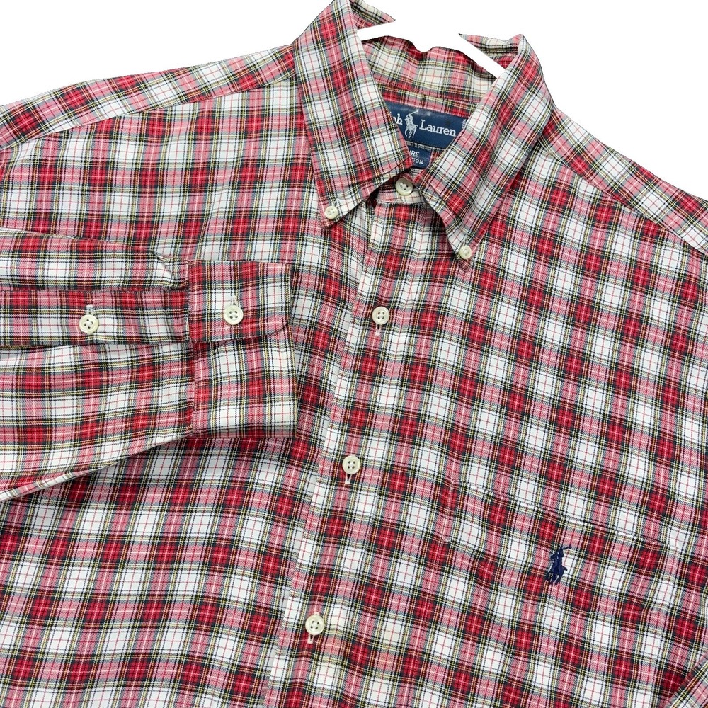Vintage Ralph Lauren Shirt Mens M Blaire Tartan Plaid Multicolor Button Down